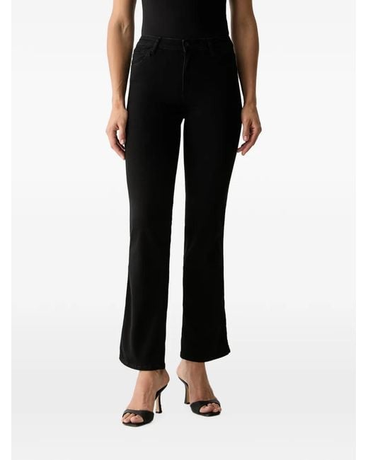 Guess Black Logo-Patch Flared Jeans