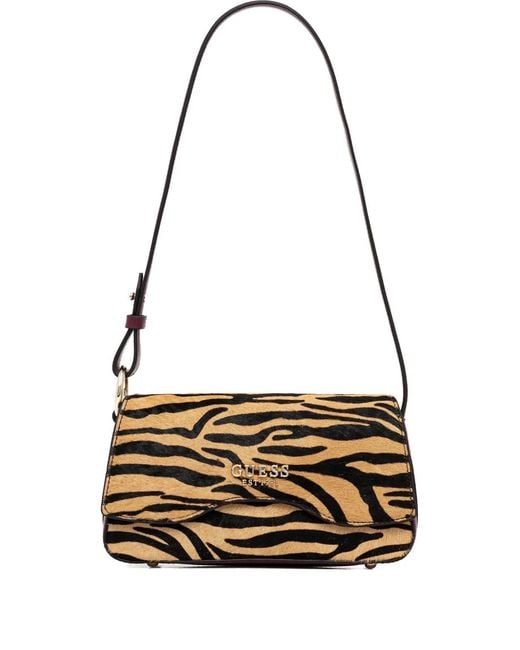 Guess Metallic Domitilla Zebra-Print Shoulder Bag