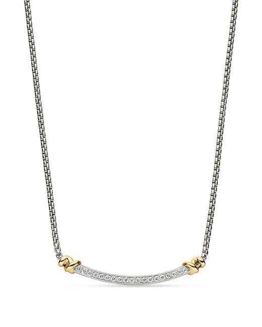 David Yurman White Sterling Petite Helena Wrap Station Diamond Necklace (29Mm)