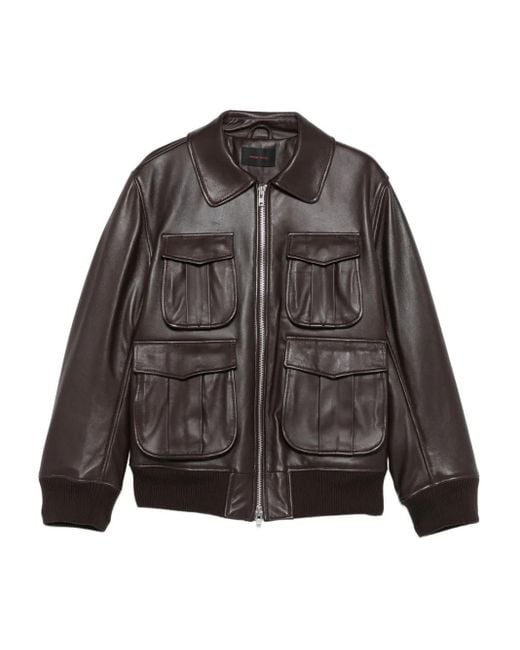 Simone Rocha Gray Multiple-Pocket Lambskin Leather Jacket for men
