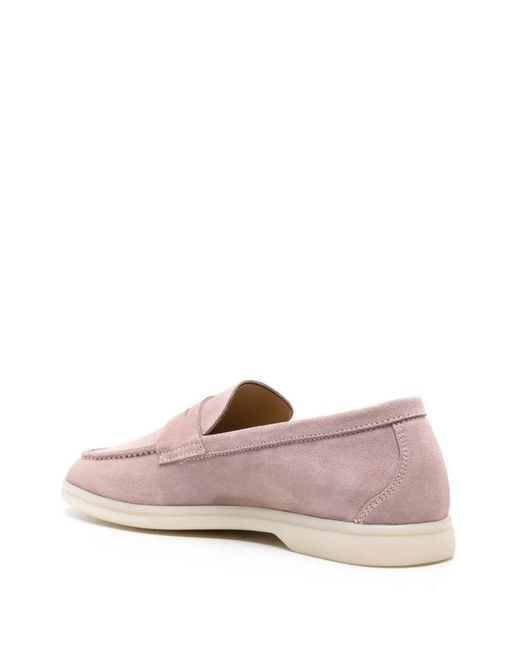 Scarosso Pink Luciana Penny-Slot Suede Loafers