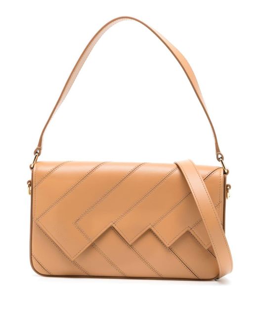 Missoni Brown Flap Wave Leather Shoulder Bag