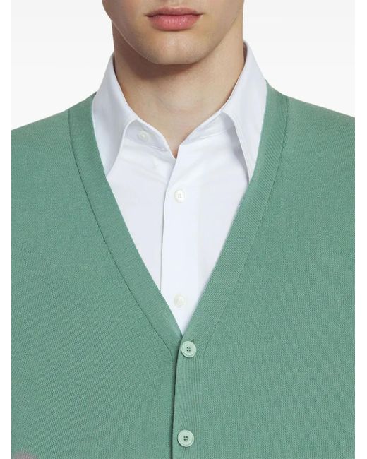 Lanvin Green Merino-Wool Cardigan for men