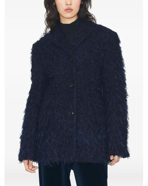 Tory Burch Blue Textured Wool Blazer