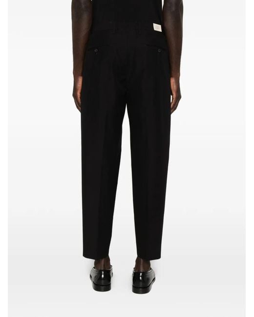 Briglia 1949 Black Pleated Pressed-Crease Trousers for men