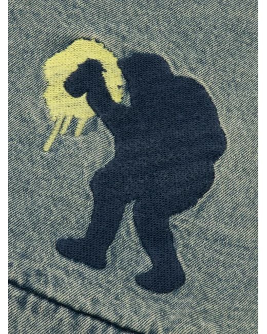 Aape By A Bathing Ape Gray Paint-Splatter Denim Gilet for men