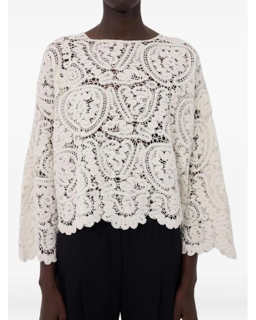 Loulou de Saison Natural Arold Crochet Lace Sweater