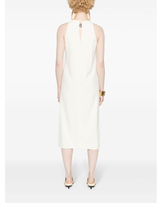 Erika Cavallini Semi Couture White Stretch-design Dress