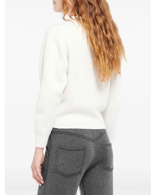 Barrie White Ribbon-Trim Cashmere Button Cardigan