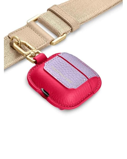 Maison De Sabre Pink Leather Airpods 4 Keyring Case