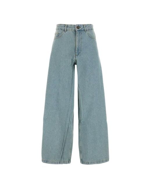 Soeur Blue Button-Fastening Wide-Leg Jeans