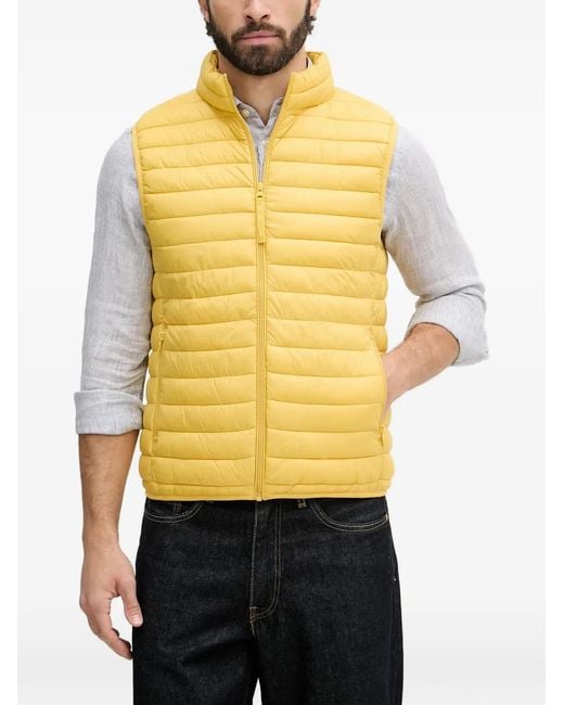 Benetton Yellow Quilted High-Neck Gilet for men