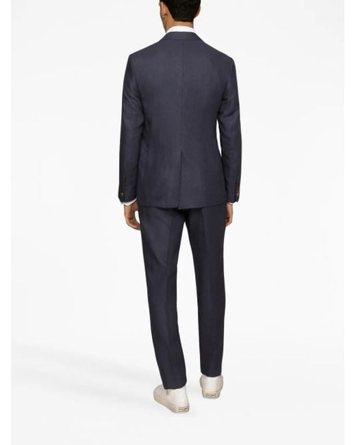 Dolce & Gabbana Blue Linen Tailored Trousers for men