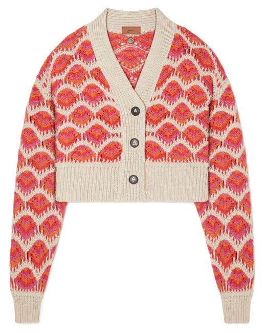 Alanui Red Hawa Mahal Crochet-knit Cardigan
