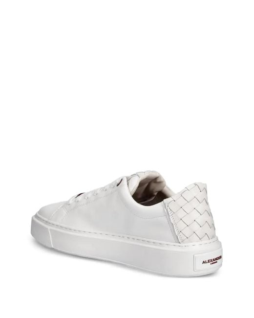 Alexander Smith White London Woven-Detail Leather Sneakers for men