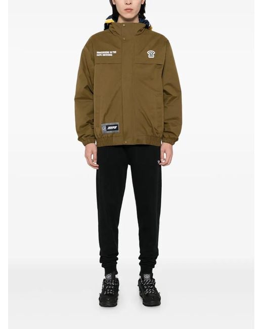 Aape By A Bathing Ape Green Logo-Appliqué Hooded Jacket for men