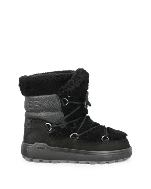 Bogner Black Lace-Up Panelled Snow Boots