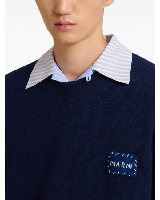 Pull En Cachemire Profond Avec Patch Marni pour homme en coloris Blue