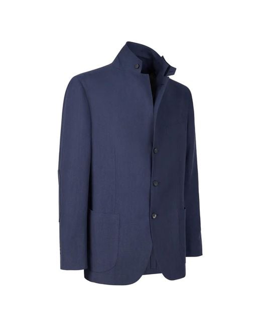Sease Blue Single-Breasted Patch-Pocket Blazer for men