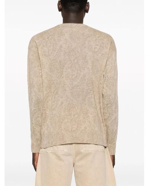 Etro Natural Logo-Embroidered Wool Jumper for men
