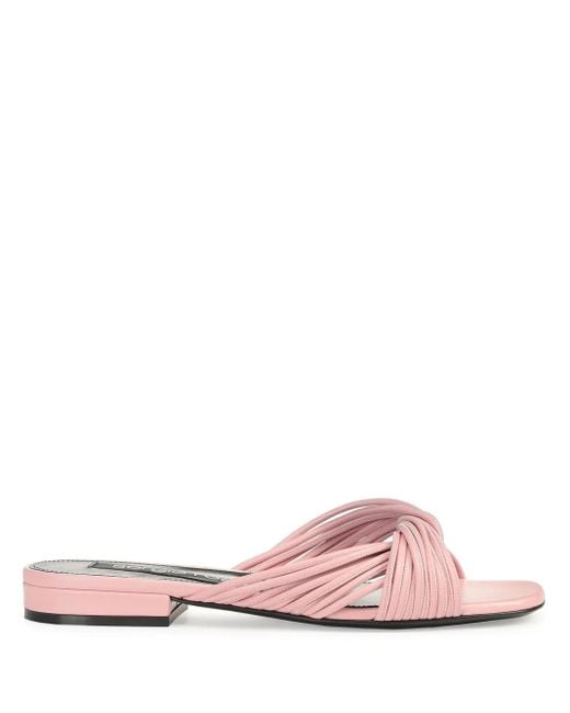 Sergio Rossi Pink Sr Akida Woven Leather Sandals