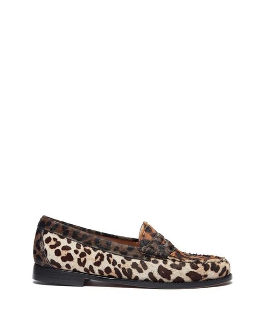 G.H.BASS White Whitney Leopard-Print Penny Loafers