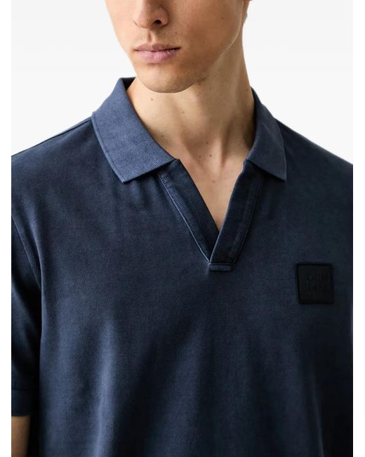Joop! Blue Logo-Patch V-Neck T-Shirt for men