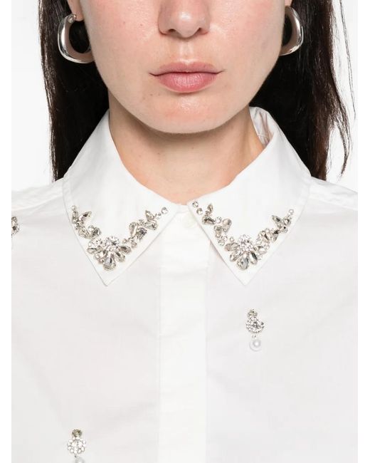 Jonathan Simkhai White Renata Embellished Button-Down Shirt