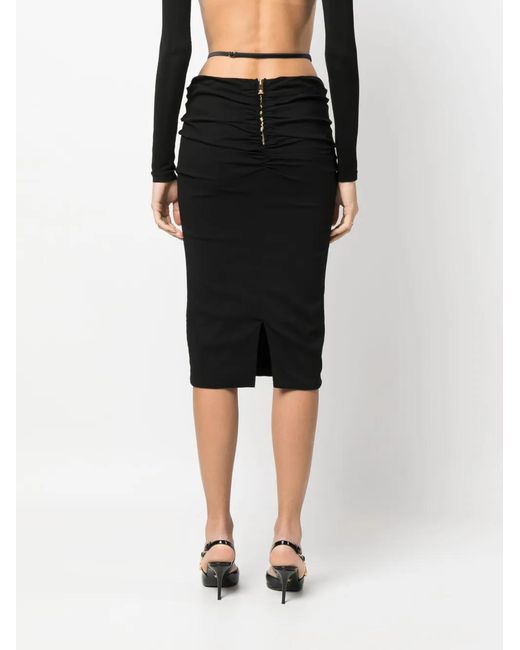 Versace Black Medusa Georgette Midi Skirt