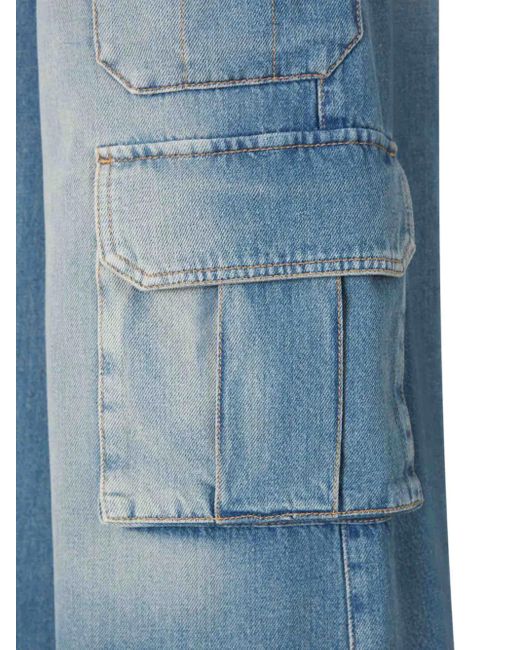 Off-White c/o Virgil Abloh Blue Logo-Embroidered Cargo Jeans