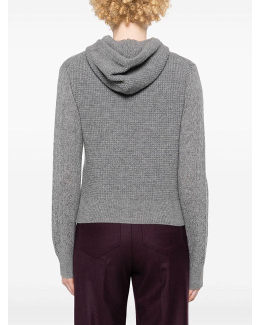 Victoria Beckham Gray Hooded Wool Jumper