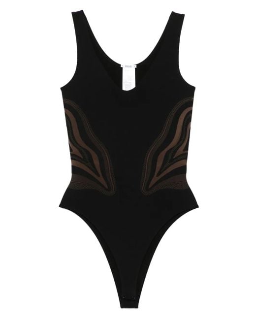 Wolford シアーパネル ボディスーツ Black