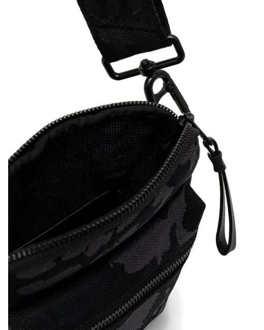 AllSaints Black Camouflage-Pattern Zip-Fastening Messenger Bag for men