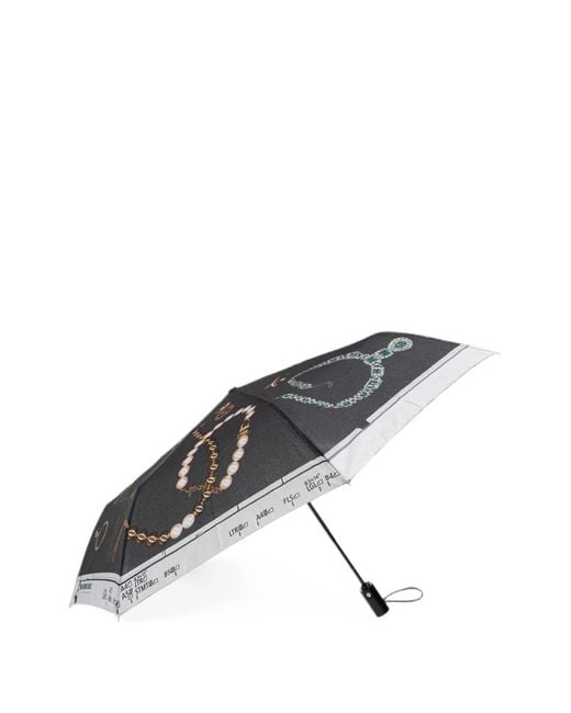 Moschino Gray Jewellery-Print Folding Umbrella