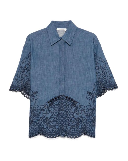 Zimmermann エンブロイダリー シャツ Blue