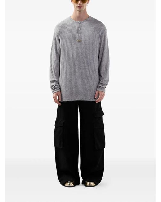Gcds Gray Logo-Patch Long-Sleeve T-Shirt for men