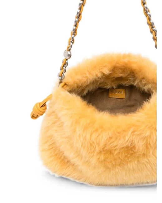 Loewe Metallic Flamenco Shearling Shoulder Bag