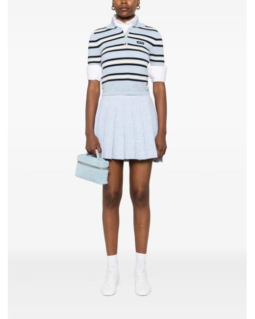 Thom Browne Blue Pleated Checked Mini Skirt