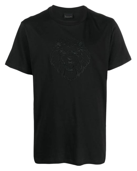 Billionaire Black Embroidered-Motif Cotton T-Shirt for men
