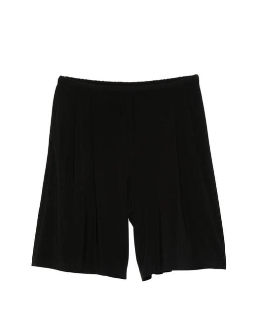 Norma Kamali Black Pleated Bermuda Shorts