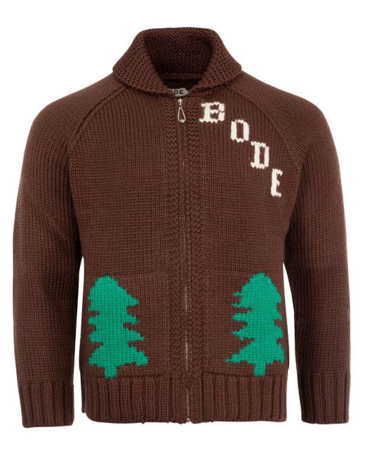 Bode Brown Fir Cardigan for men