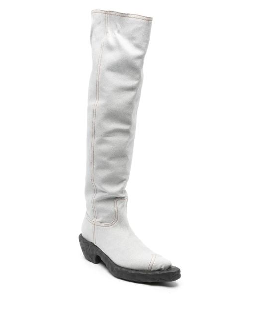 CAMPERLAB White Venga Denim Knee-High Boots