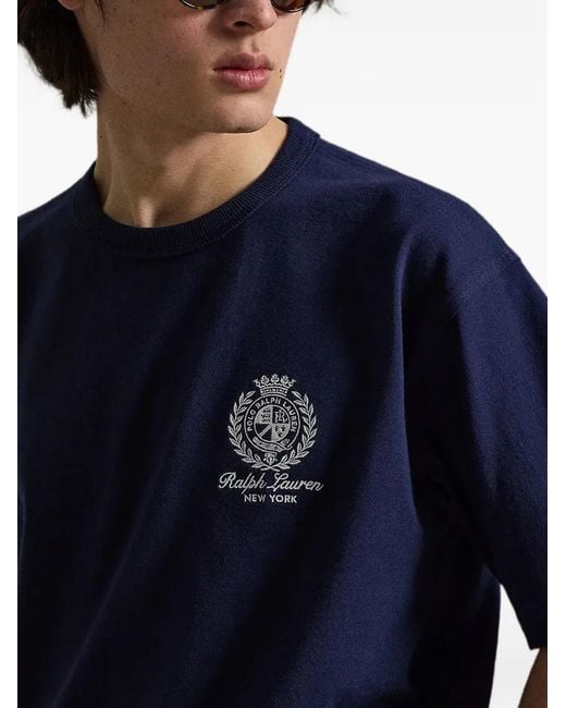 Polo Ralph Lauren Blue Logo-Embroidered T-Shirt for men