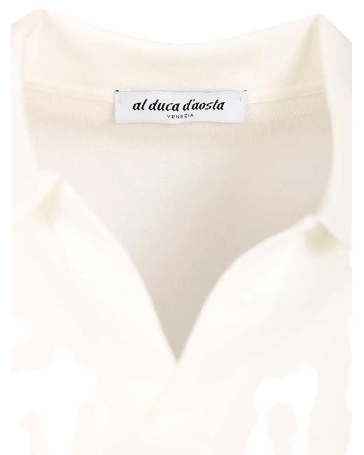 Al Duca D'aosta White Rice-Stitch Cotton Polo Shirt for men