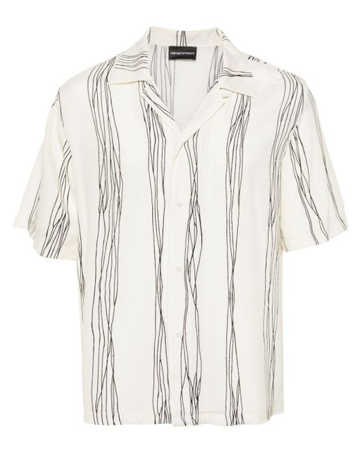 Emporio Armani Bowlinghemd mit abstraktem Print in White für Herren