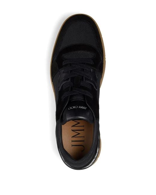 Jimmy Choo Black Florent F Logo-print Suede And Cotton-canvas Low-top Trainers 9. for men