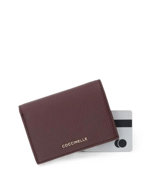 Coccinelle Purple Logo-Print Leather Wallet