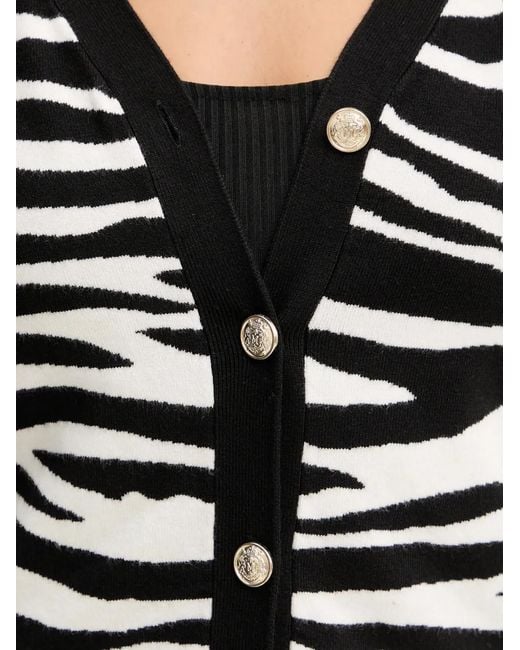 Morgan Black Zebra-Print Button Cardigan