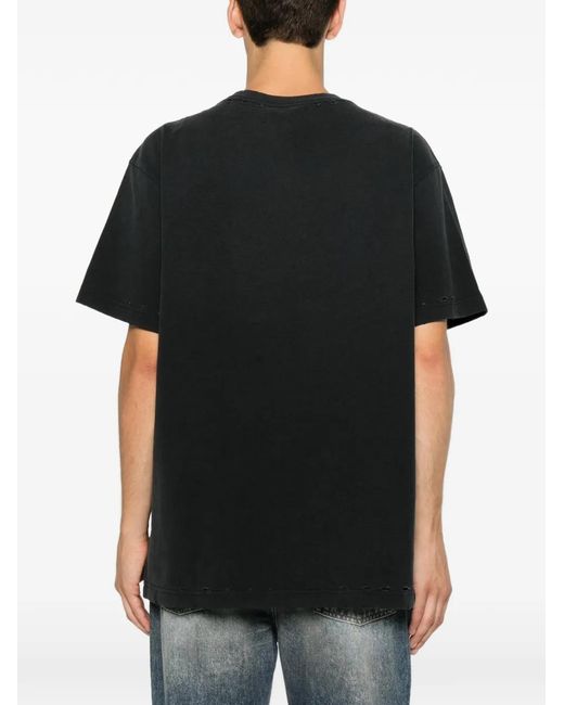 Purple Brand Black Logo-Print Distressed T-Shirt for men