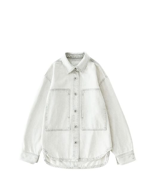 Studio Nicholson White Chemise Paso À Poche Poitrine